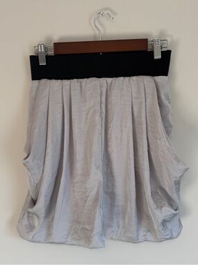 VTG Y2K Charlotte Russe Bubble Skirt Small Silver Metallic Satin Balloon Pockets
